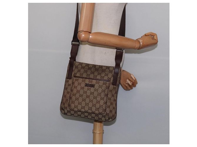 GUCCI GG Canvas Shoulder Bag Beige Silver Auth 143234 Silvery - view 21