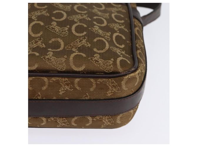 Céline Borsa a Spalla Celine C Sulky in Tela Marrone Oro Auth 143216 D'oro - vista 14