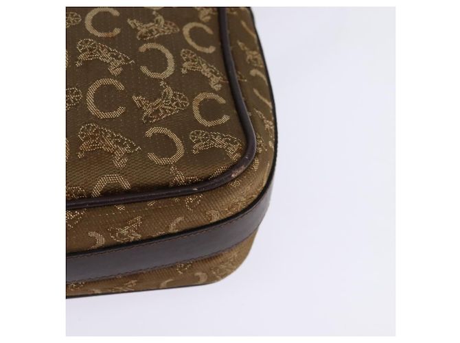Céline Borsa a Spalla Celine C Sulky in Tela Marrone Oro Auth 143216 D'oro - vista 16