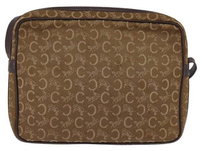 Céline Borsa a Spalla Celine C Sulky in Tela Marrone Oro Auth 143216 D'oro - vista 2
