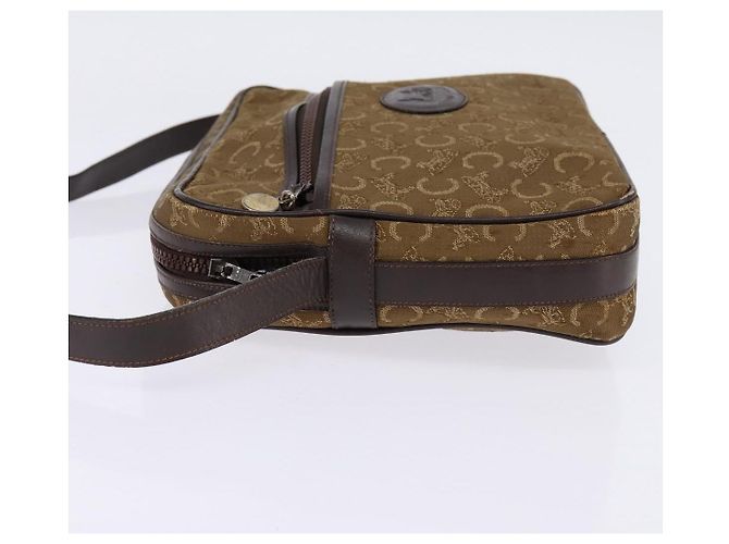 Céline Borsa a Spalla Celine C Sulky in Tela Marrone Oro Auth 143216 D'oro - vista 3