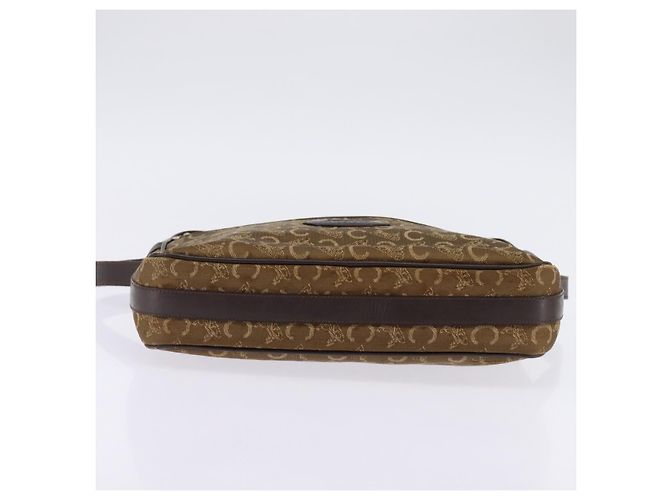 Céline Borsa a Spalla Celine C Sulky in Tela Marrone Oro Auth 143216 D'oro - vista 5