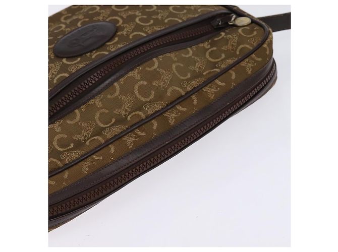 Céline Borsa a Spalla Celine C Sulky in Tela Marrone Oro Auth 143216 D'oro - vista 6