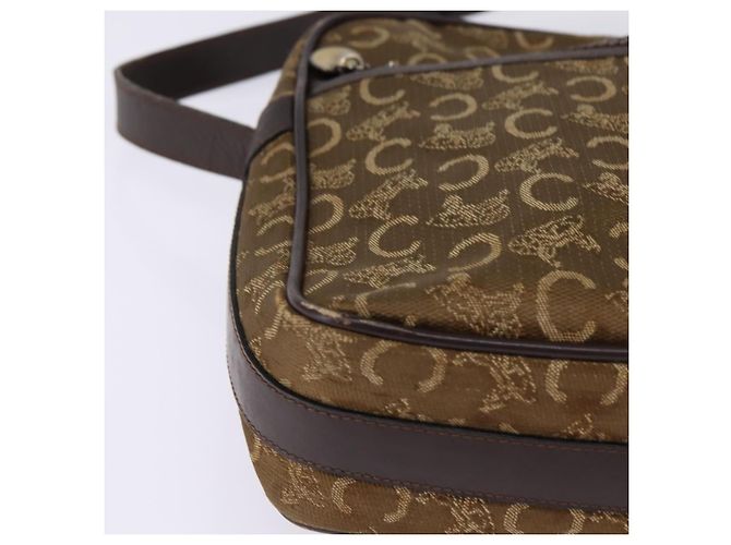 Céline Borsa a Spalla Celine C Sulky in Tela Marrone Oro Auth 143216 D'oro - vista 9