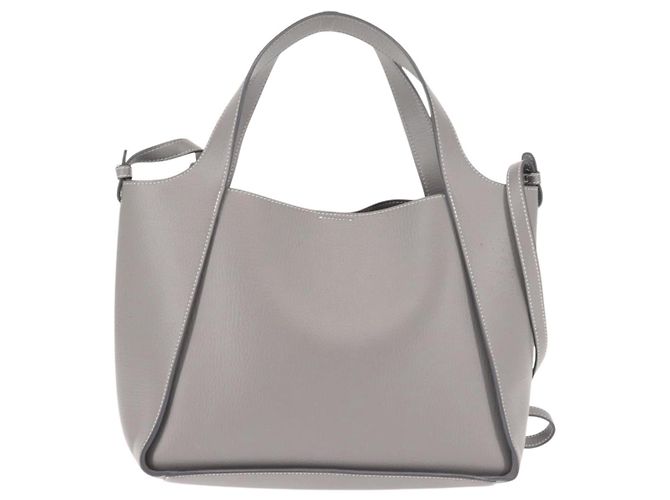 Autre Marque Stella McCartney Handtasche aus Leder 2-Wege Grau Silber Authentisch BA5955 Braun - Ansicht 2