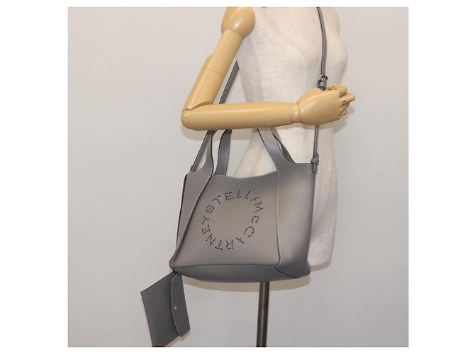 Autre Marque Stella McCartney Handtasche aus Leder 2-Wege Grau Silber Authentisch BA5955 Braun - Ansicht 25
