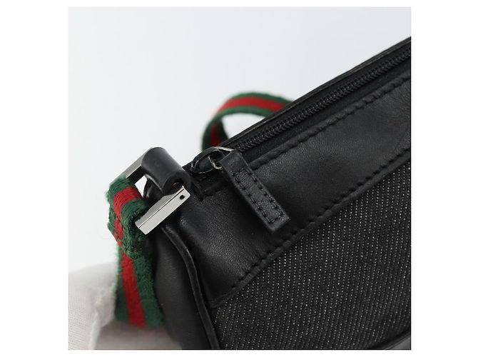 Zubehörtasche Web Sherry Line GUCCI aus schwarzem Canvas mit Silber und Rot 92820 Auth hk3082 - Ansicht 10