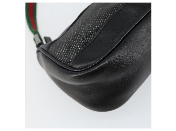 Zubehörtasche Web Sherry Line GUCCI aus schwarzem Canvas mit Silber und Rot 92820 Auth hk3082 - Ansicht 14