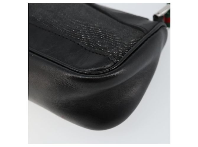 Zubehörtasche Web Sherry Line GUCCI aus schwarzem Canvas mit Silber und Rot 92820 Auth hk3082 - Ansicht 15