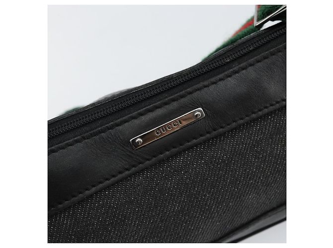 Zubehörtasche Web Sherry Line GUCCI aus schwarzem Canvas mit Silber und Rot 92820 Auth hk3082 - Ansicht 17
