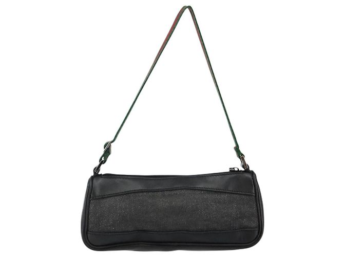 Zubehörtasche Web Sherry Line GUCCI aus schwarzem Canvas mit Silber und Rot 92820 Auth hk3082 - Ansicht 2