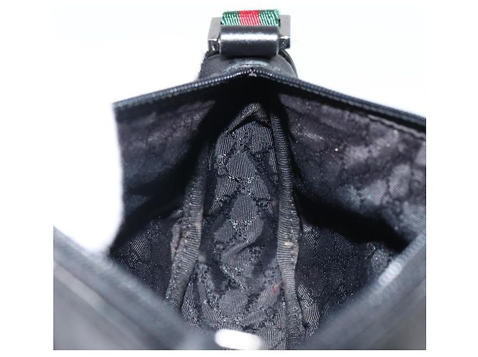 Zubehörtasche Web Sherry Line GUCCI aus schwarzem Canvas mit Silber und Rot 92820 Auth hk3082 - Ansicht 20