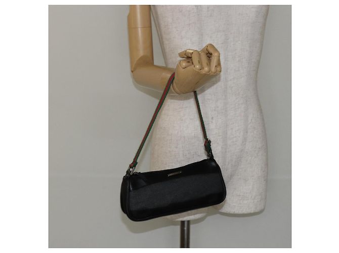 Zubehörtasche Web Sherry Line GUCCI aus schwarzem Canvas mit Silber und Rot 92820 Auth hk3082 - Ansicht 21