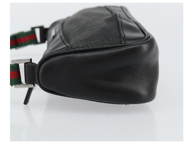 Zubehörtasche Web Sherry Line GUCCI aus schwarzem Canvas mit Silber und Rot 92820 Auth hk3082 - Ansicht 4