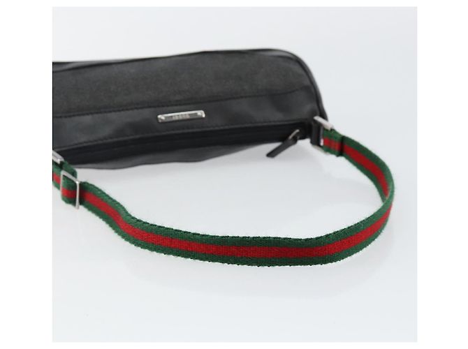 Zubehörtasche Web Sherry Line GUCCI aus schwarzem Canvas mit Silber und Rot 92820 Auth hk3082 - Ansicht 7