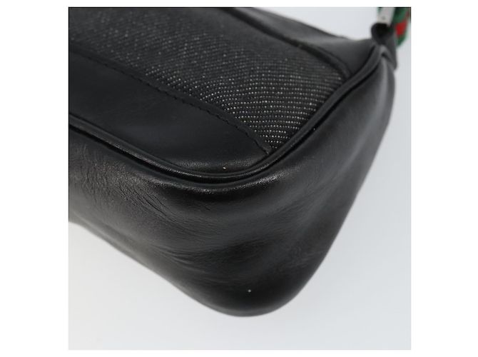 Zubehörtasche Web Sherry Line GUCCI aus schwarzem Canvas mit Silber und Rot 92820 Auth hk3082 - Ansicht 9