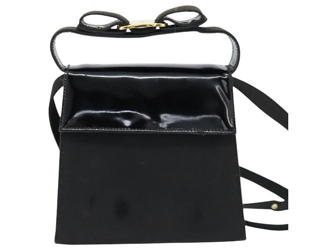 Borsa a Spalla Vala in Tela Nera e Oro Auth BA7319 di Salvatore Ferragamo Nero D'oro - vista 13