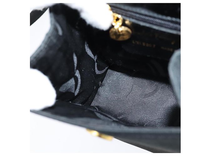 Borsa a Spalla Vala in Tela Nera e Oro Auth BA7319 di Salvatore Ferragamo Nero D'oro - vista 21