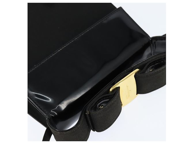 Borsa a Spalla Vala in Tela Nera e Oro Auth BA7319 di Salvatore Ferragamo Nero D'oro - vista 6