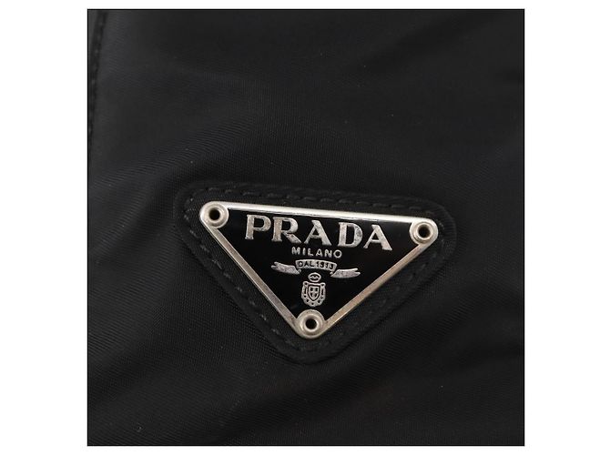 Borsa Tote PRADA in nylon nero argento Auth gh1067 - vista 17
