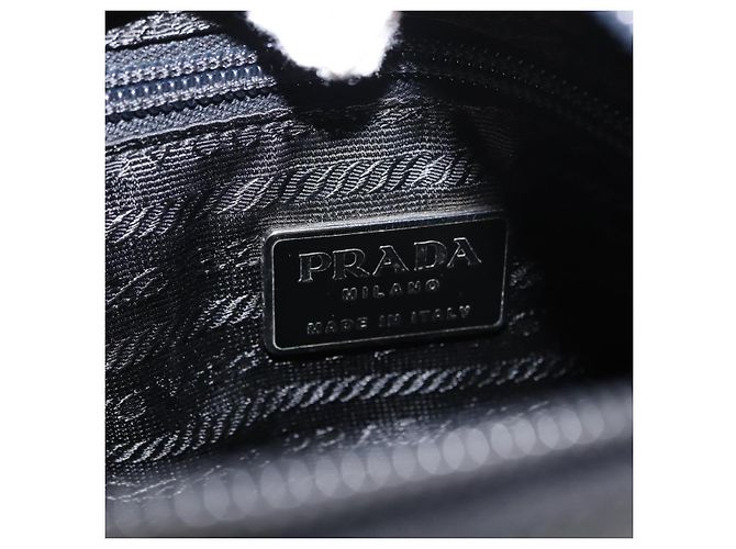 Borsa Tote PRADA in nylon nero argento Auth gh1067 - vista 18