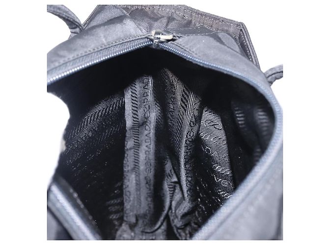 Borsa Tote PRADA in nylon nero argento Auth gh1067 - vista 19