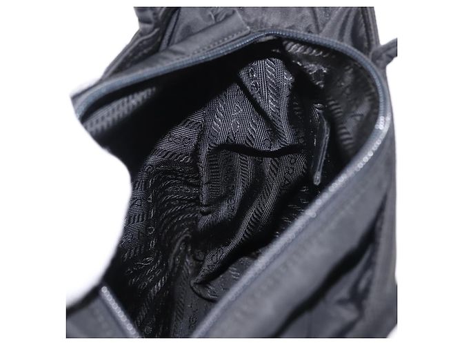 Borsa Tote PRADA in nylon nero argento Auth gh1067 - vista 20
