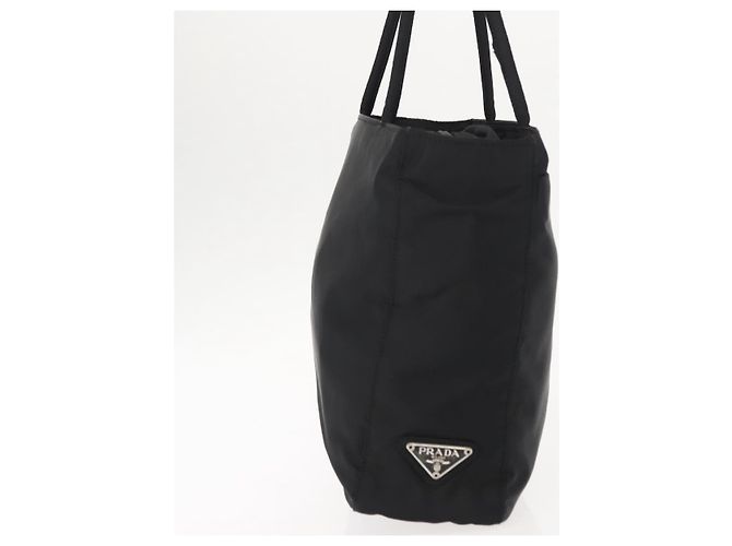 Borsa Tote PRADA in nylon nero argento Auth gh1067 - vista 4