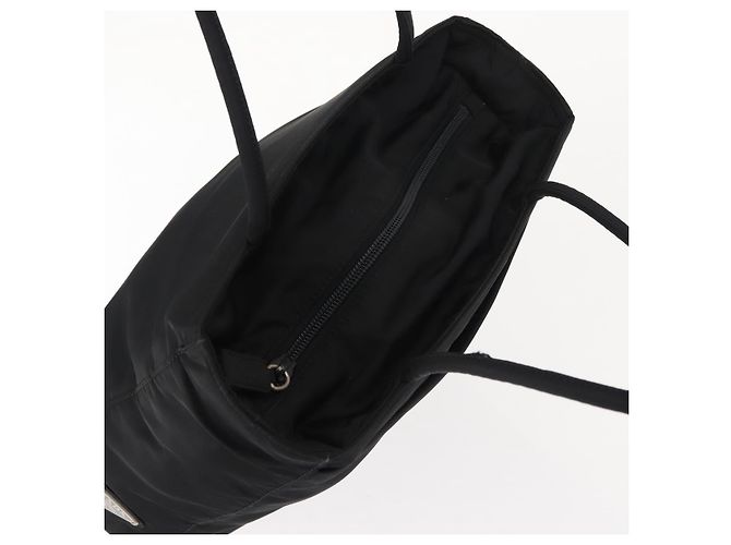 Borsa Tote PRADA in nylon nero argento Auth gh1067 - vista 6