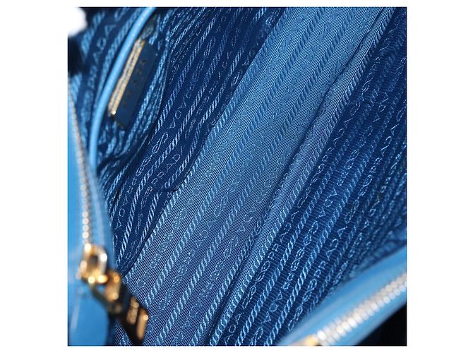 Saffiano PRADA Borsa a Mano in Pelle Safiano Blu Oro Auth fm4916 D'oro - vista 10