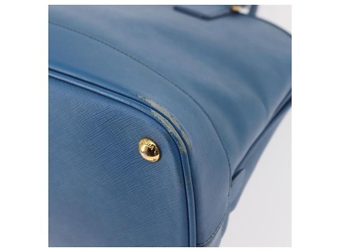 Saffiano PRADA Borsa a Mano in Pelle Safiano Blu Oro Auth fm4916 D'oro - vista 16