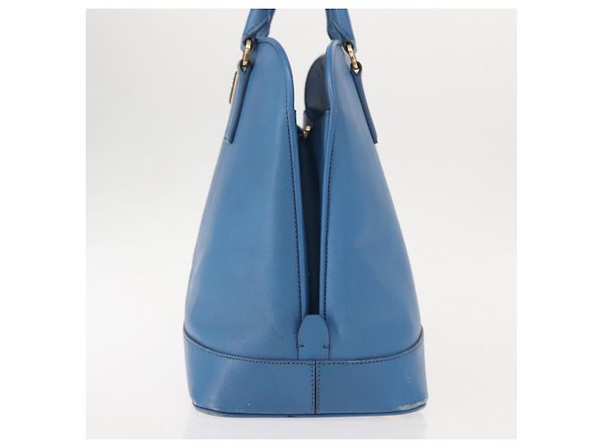 Saffiano PRADA Borsa a Mano in Pelle Safiano Blu Oro Auth fm4916 D'oro - vista 3