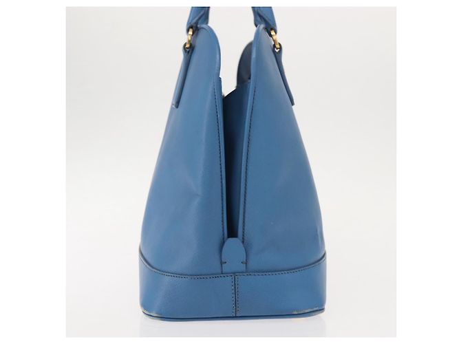 Saffiano PRADA Borsa a Mano in Pelle Safiano Blu Oro Auth fm4916 D'oro - vista 4