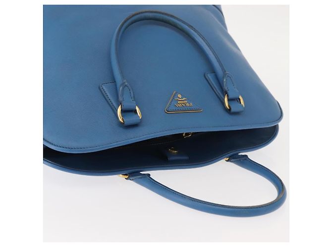 Saffiano PRADA Borsa a Mano in Pelle Safiano Blu Oro Auth fm4916 D'oro - vista 6