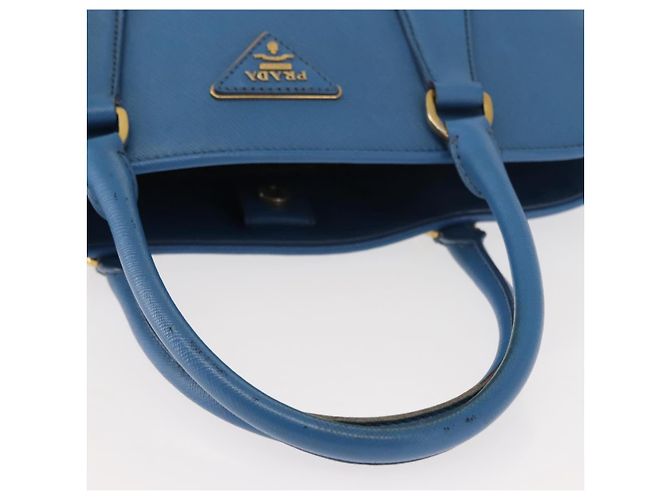 Saffiano PRADA Borsa a Mano in Pelle Safiano Blu Oro Auth fm4916 D'oro - vista 7