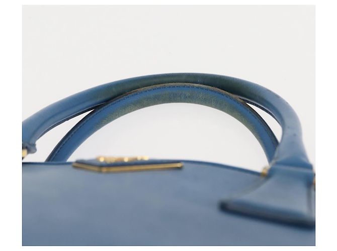 Saffiano PRADA Borsa a Mano in Pelle Safiano Blu Oro Auth fm4916 D'oro - vista 8