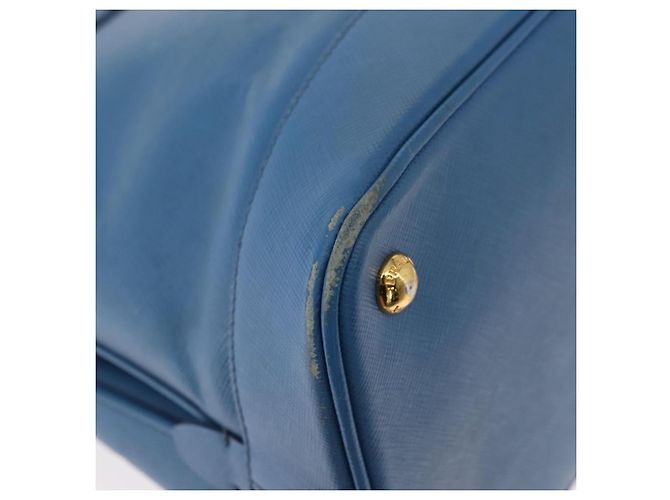 Saffiano PRADA Borsa a Mano in Pelle Safiano Blu Oro Auth fm4916 D'oro - vista 9