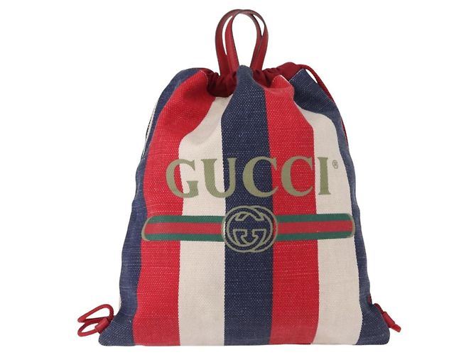 GUCCI Backpack Canvas Blue Red 473872 Auth BA7277 - view 13