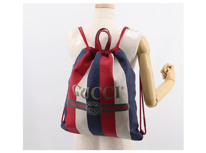 GUCCI Backpack Canvas Blue Red 473872 Auth BA7277 - view 22