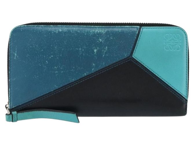 LOEWE Cartera Larga Anagrama Cuero Azul Plata Auth gh1176 - vista 13