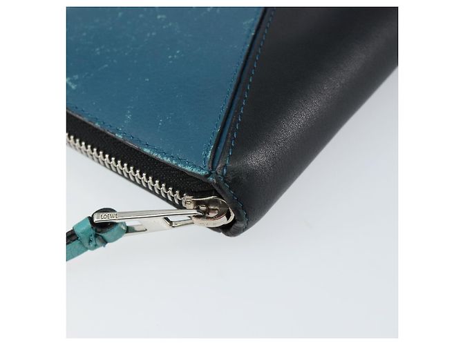 LOEWE Cartera Larga Anagrama Cuero Azul Plata Auth gh1176 - vista 14