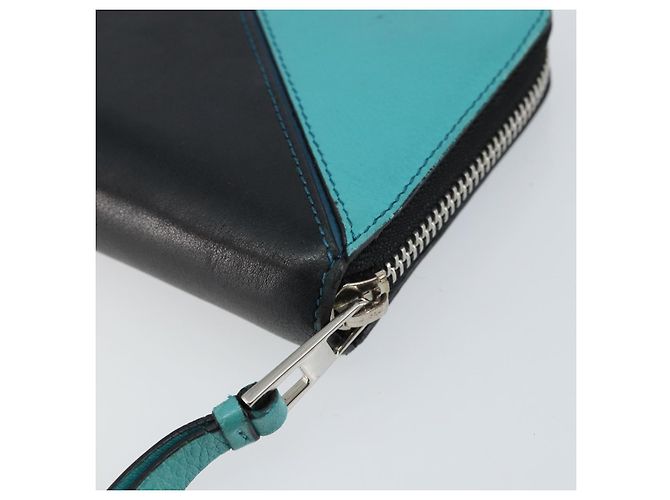 LOEWE Cartera Larga Anagrama Cuero Azul Plata Auth gh1176 - vista 15
