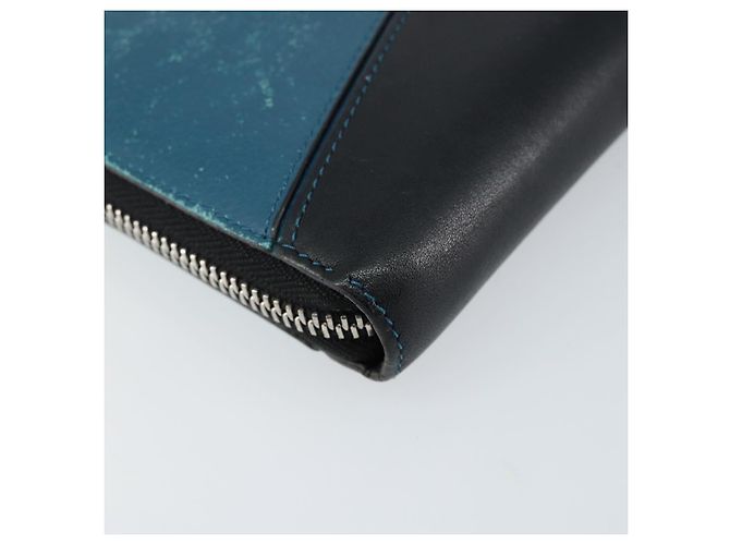 LOEWE Cartera Larga Anagrama Cuero Azul Plata Auth gh1176 - vista 16