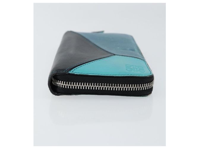 LOEWE Cartera Larga Anagrama Cuero Azul Plata Auth gh1176 - vista 3
