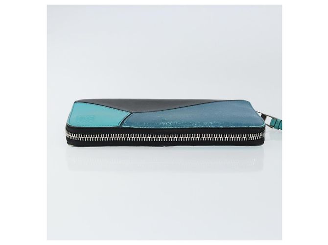 LOEWE Cartera Larga Anagrama Cuero Azul Plata Auth gh1176 - vista 5