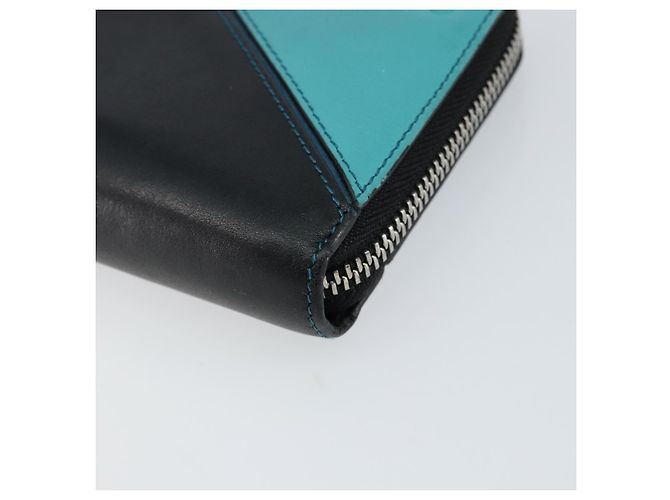 LOEWE Cartera Larga Anagrama Cuero Azul Plata Auth gh1176 - vista 7