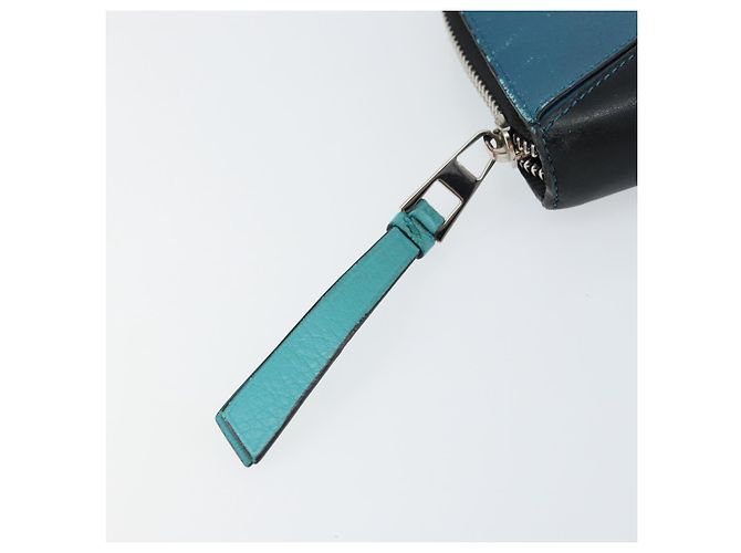LOEWE Cartera Larga Anagrama Cuero Azul Plata Auth gh1176 - vista 8