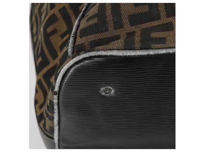 Borsa Boston in tela Zucca FENDI nera e marrone Auth bs30091 Nero - vista 15