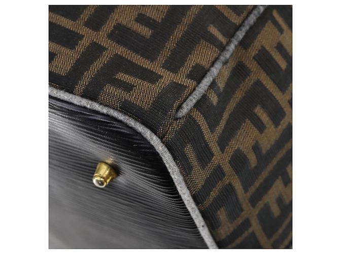 Borsa Boston in tela Zucca FENDI nera e marrone Auth bs30091 Nero - vista 16