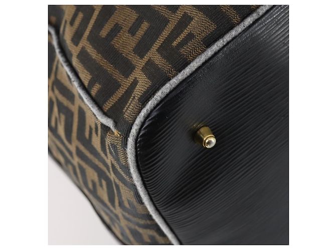 Borsa Boston in tela Zucca FENDI nera e marrone Auth bs30091 Nero - vista 17